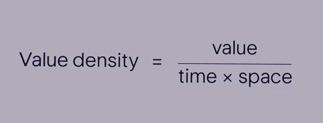 Value density = value / (time × space) 공식